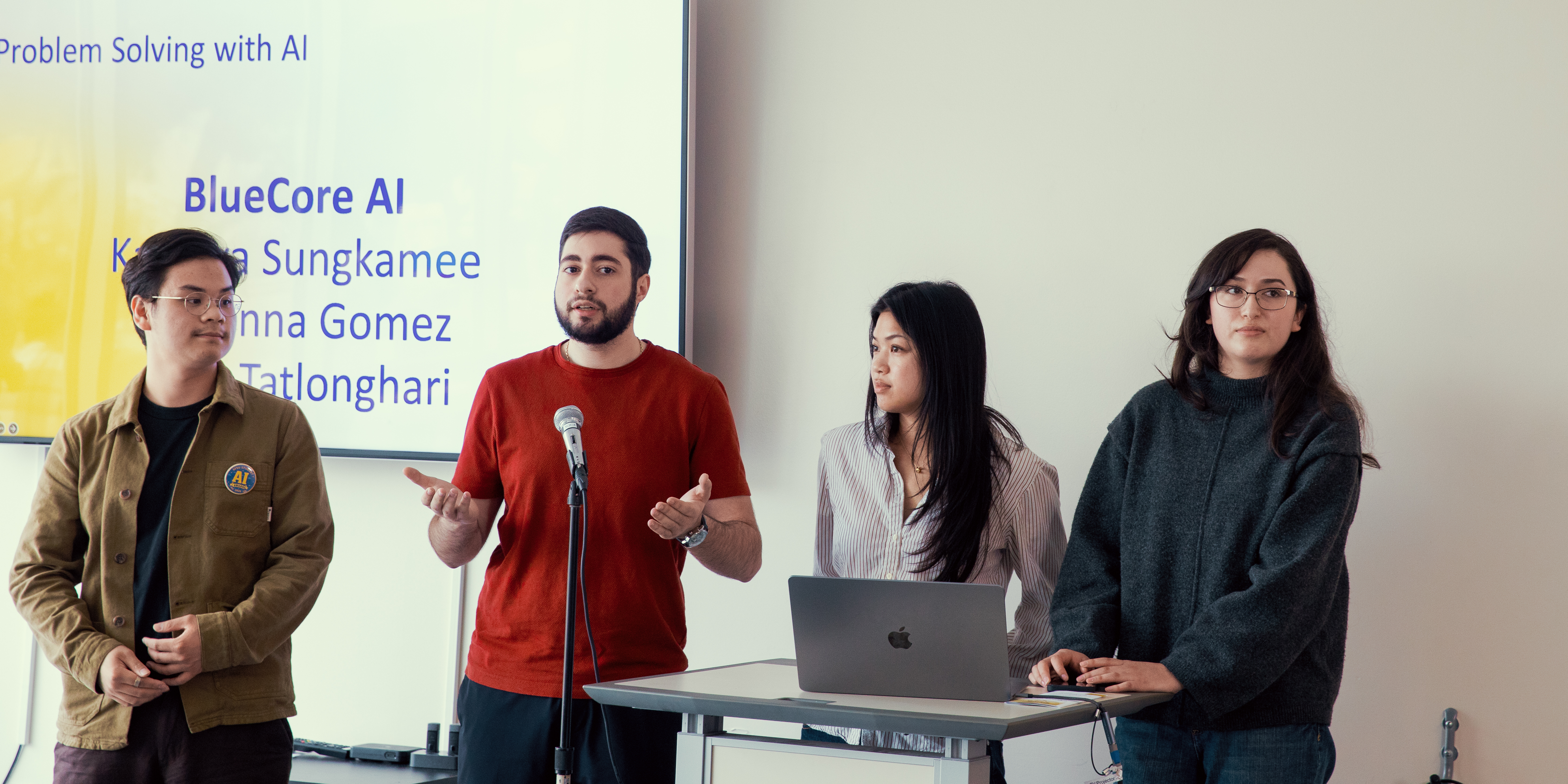 BlueCore AI Team presenting at the SFSU Student AI Awards 2026