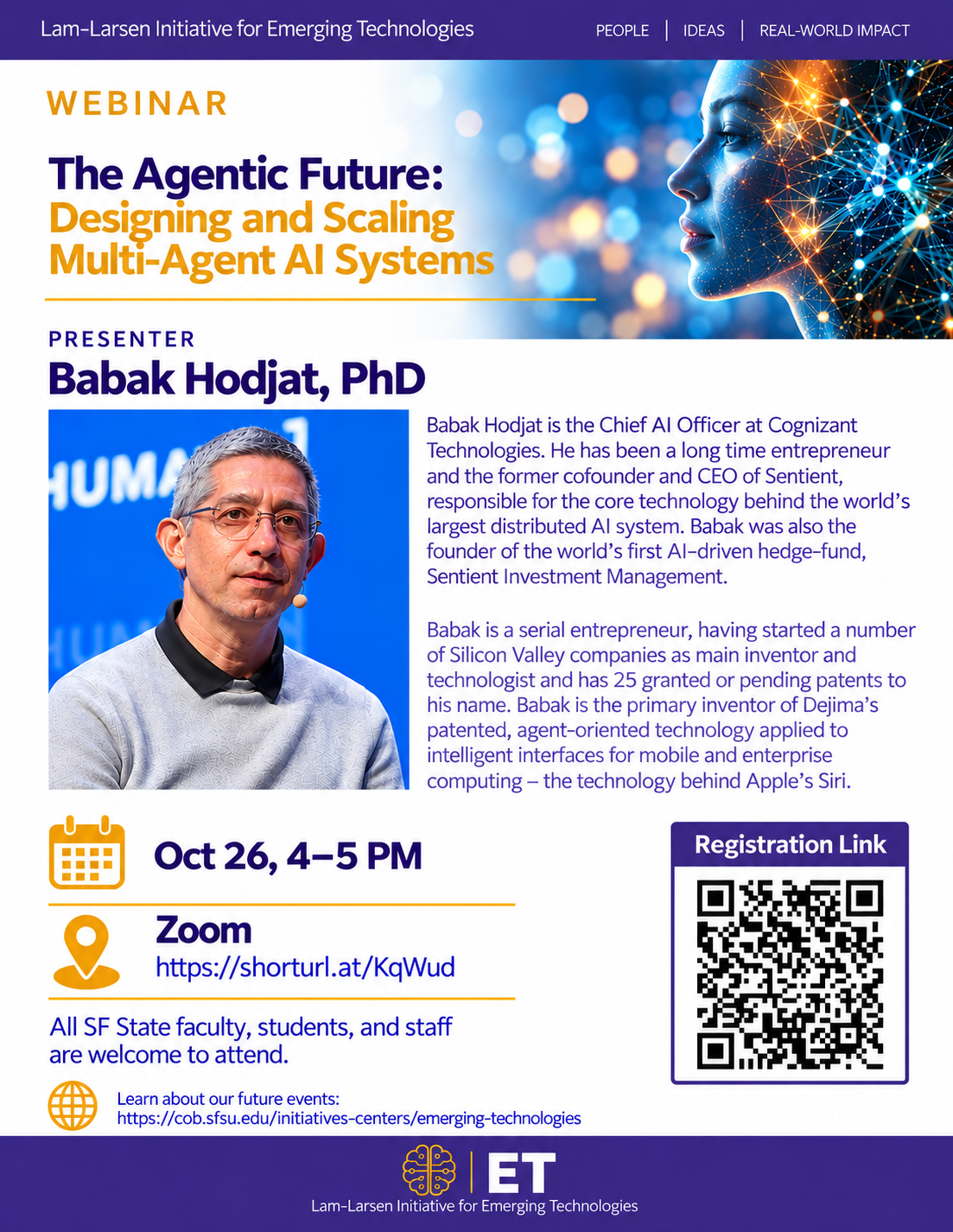 Webinar: The Agentic Future: Designing and Scaling Multi-Agent AI Systems Featuring: Babak Hodjat, PhD