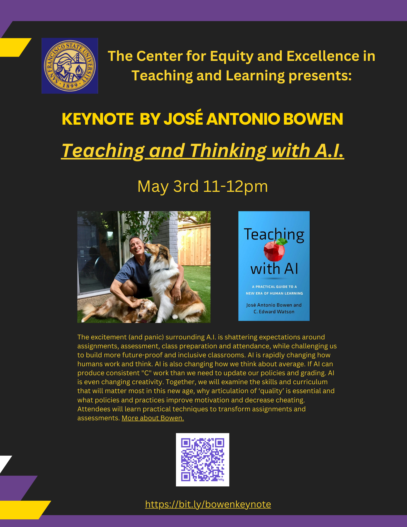 flyer for CEETL mini symposium may 3rd, 2024 from 9-11 a.m. featuring Jose Antonio Bowen