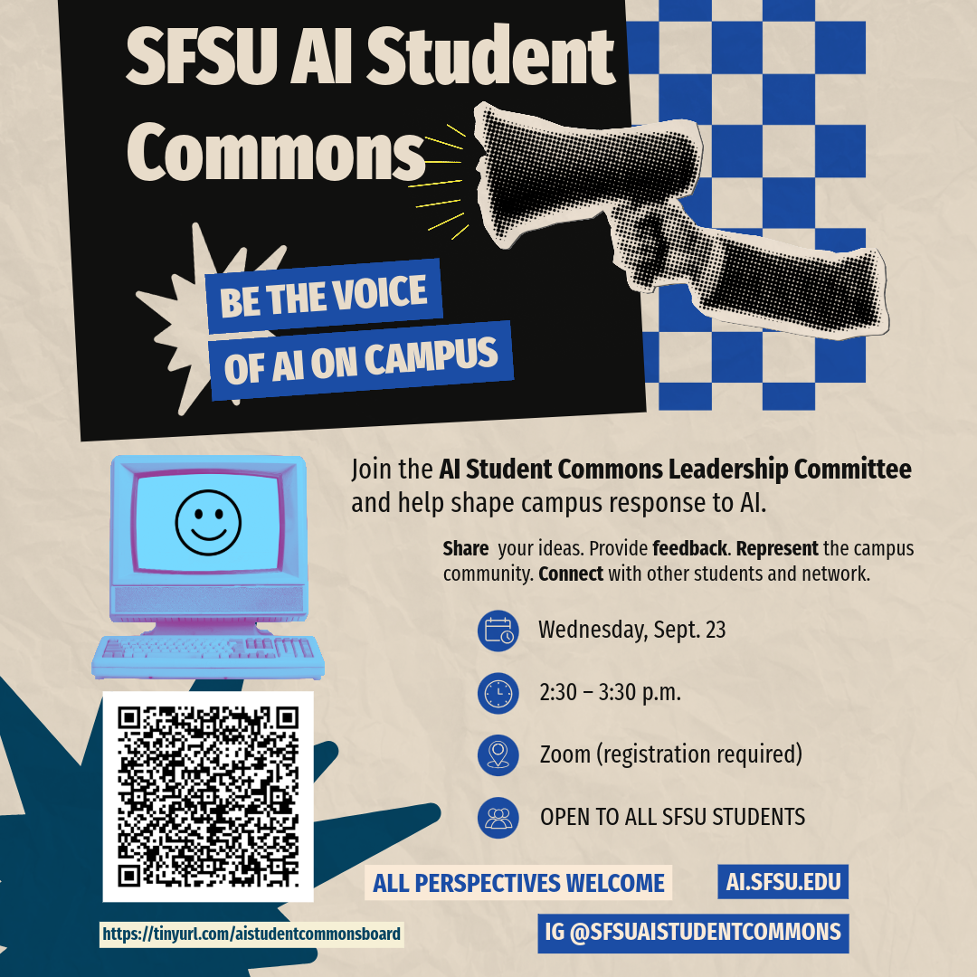 SFSU AI Student Commons Leadership Committee kickoff poster