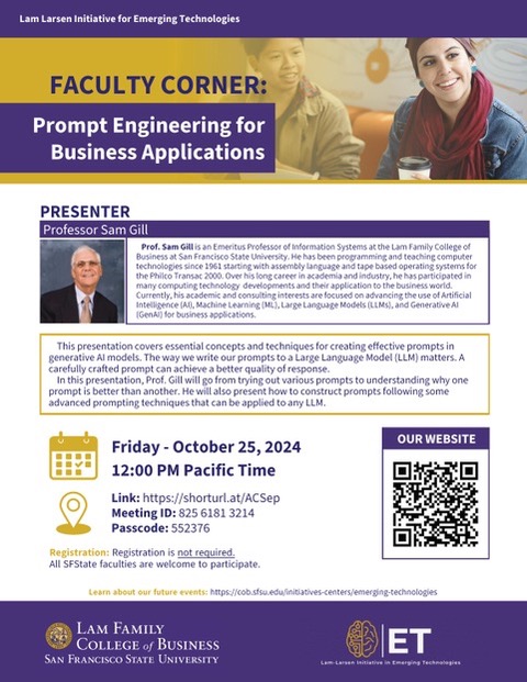 flyer for Prompt Engineering for Business Applications event