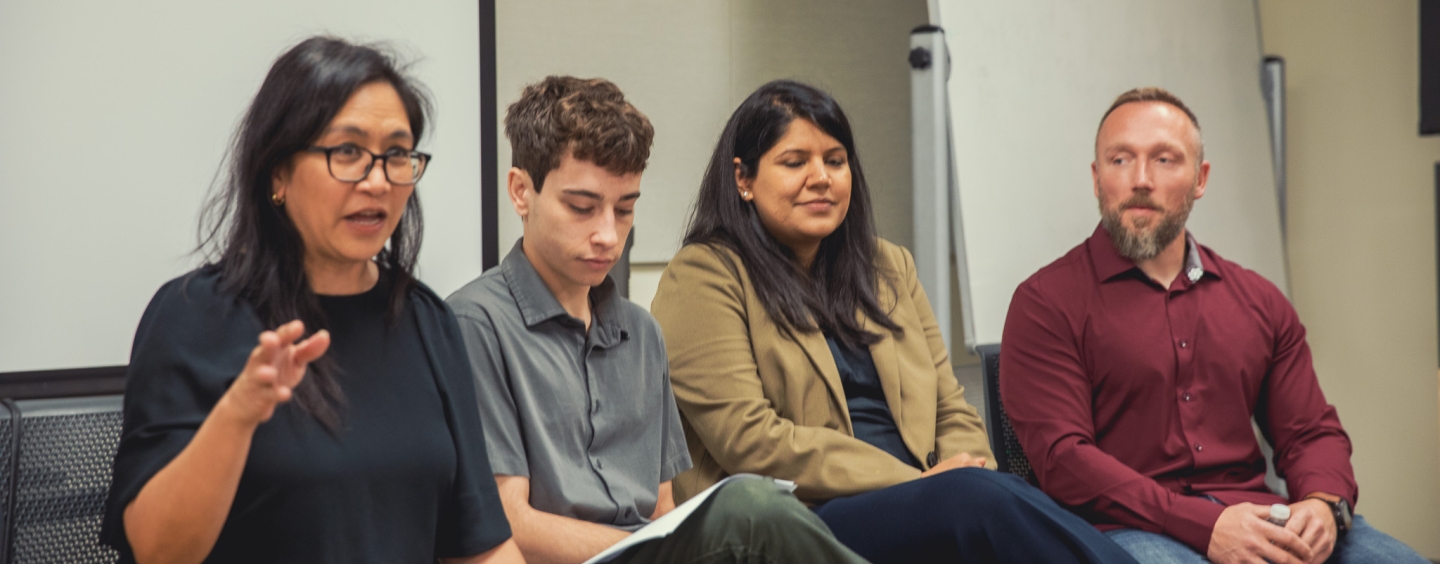 four panelists during SFSU ChatGPT Day student panel