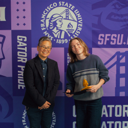 Provost Amy Sueyoshi and Claudia Wormley at the 2026 SFSU Student AI Awards